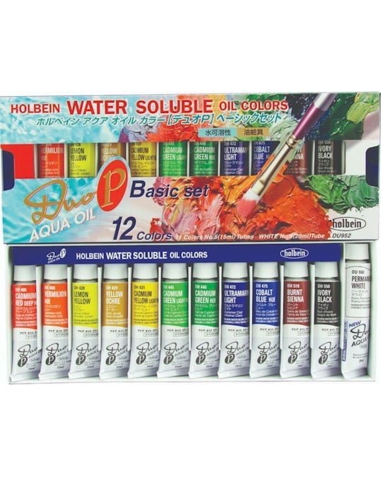 Holbein Duo Aqua Water Soluble Oils - Starter Set, Set of 12